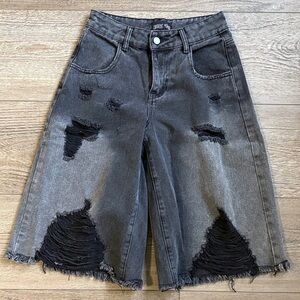 NWOT Dolls Kill Current Mood High Waisted Jorts Knee Length Jean Denim Shorts